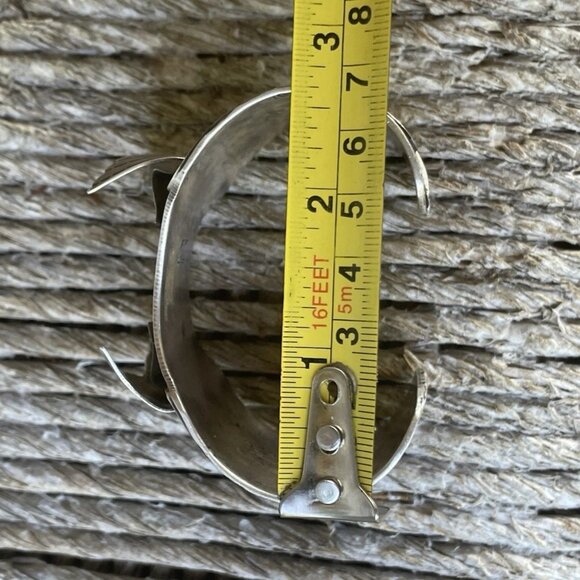 Native American Peyote Bird Coral Turquoise Sterling Silver Watch Cuff 133 Grams - Picture 4 of 9